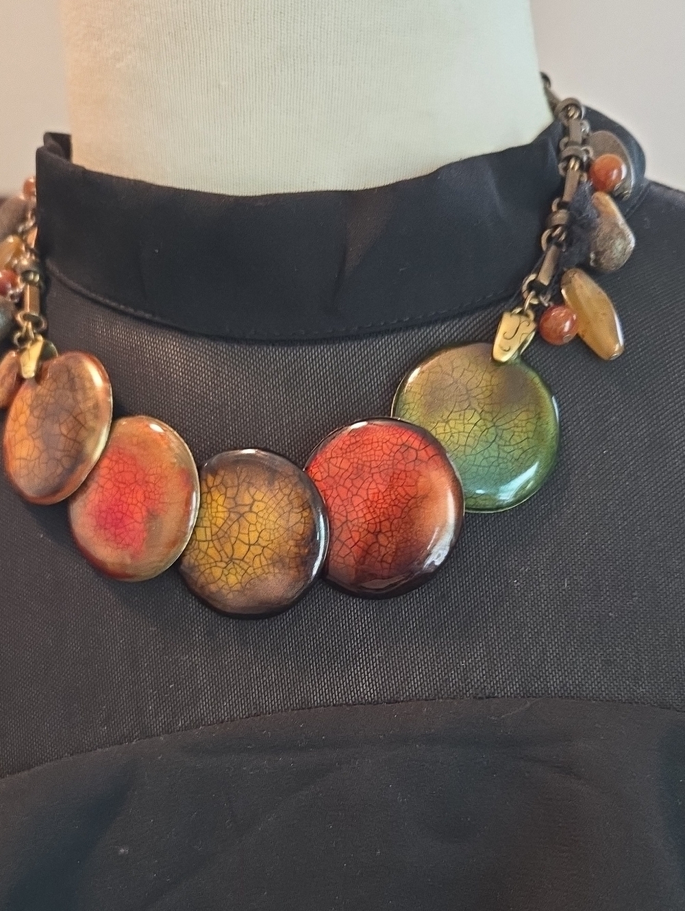 Multicolor Enamel Disc Statement Necklace - Women Jewelryby CHICO'S